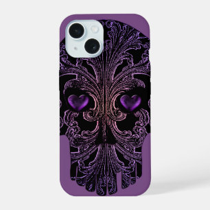 Filigree Skull in Shades of Purple iPhone 15 Case