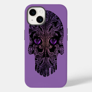 Filigree Skull in Shades of Purple iPhone 14 Case