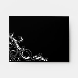 Filigree Swirl Black w/White A2 Note Card Envelope