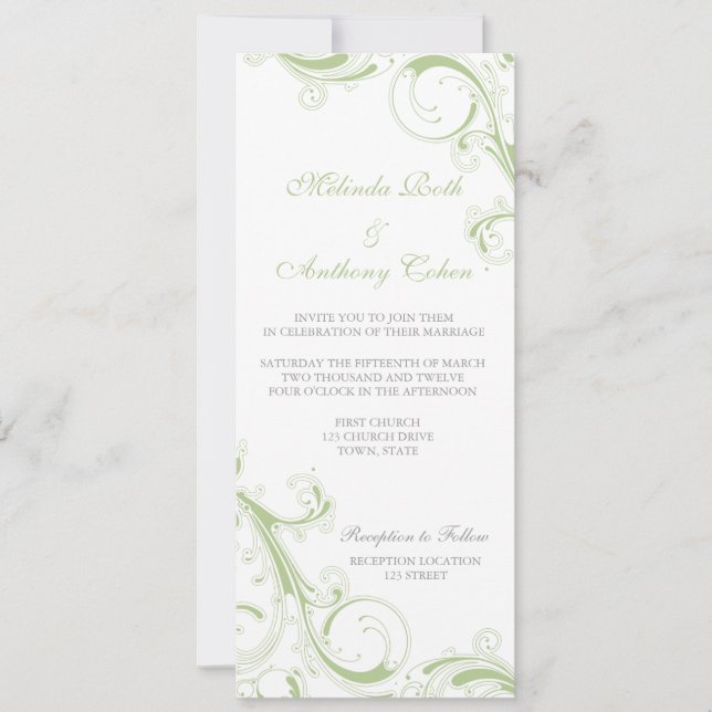 Filigree Swirl Greenery Invitation (Front)