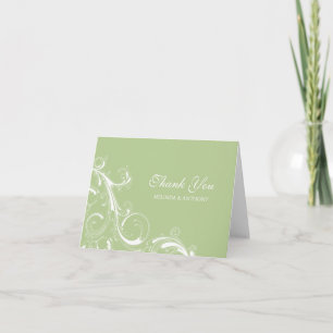 Filigree Swirl Greenery Thank You Card
