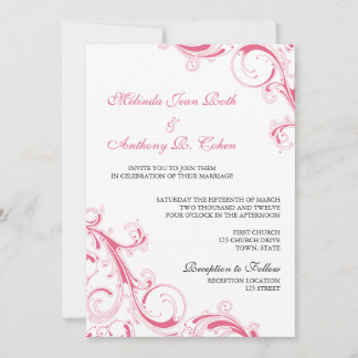 Filigree Swirl Pink Invitation