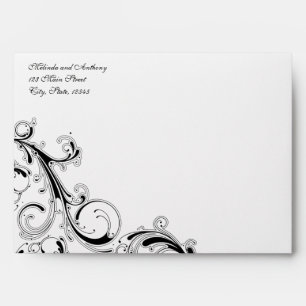Filigree Swirl White w/Black 5x7 A7 Envelope