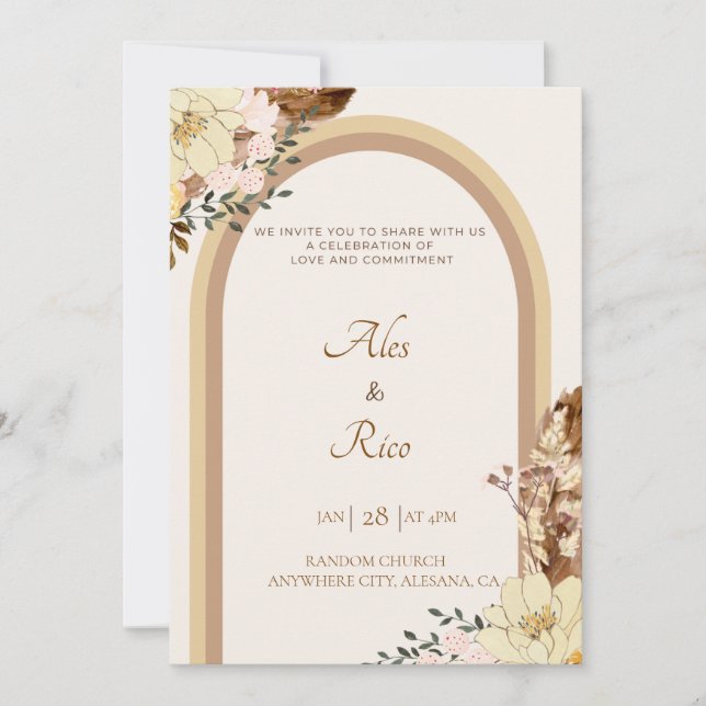 Filipiniana Filipino Wedding Invitation Boho (Front)