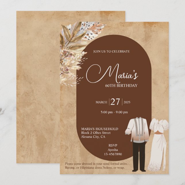 Filipiniana Theme Birthday Invitation Philippines (Front/Back)