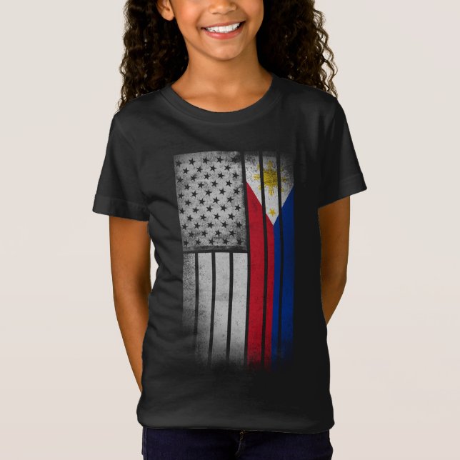 Filipino American Flag Filipino Flag T-Shirt (Front)