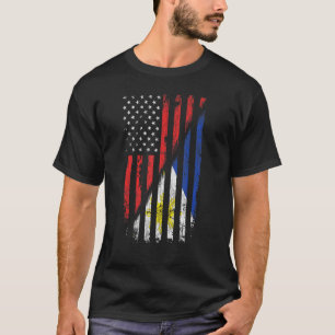 Filipino American Flag Retro Style Usa Philippines T-Shirt