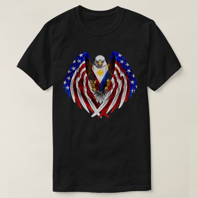 Filipino American Philippines USA Flag Eagle T  T-Shirt (Design Front)