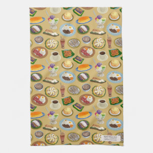 Filipino Breakfast and Meryenda (Snacks) Pattern Tea Towel