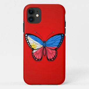 Filipino Butterfly Flag on Red Case-Mate iPhone Case