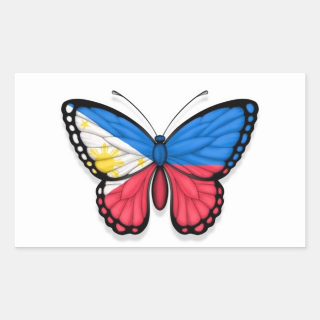 Filipino Butterfly Flag Rectangular Sticker (Front)