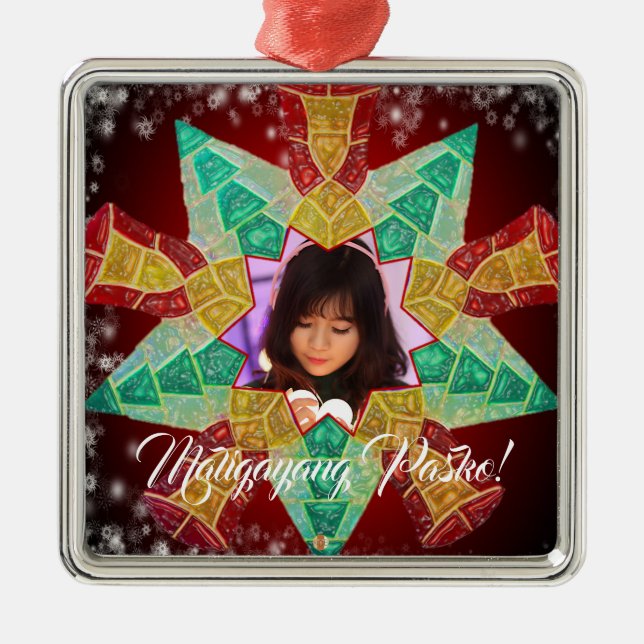 Filipino Colourful Star Lantern, Parol Style Metal Tree Decoration (Front)