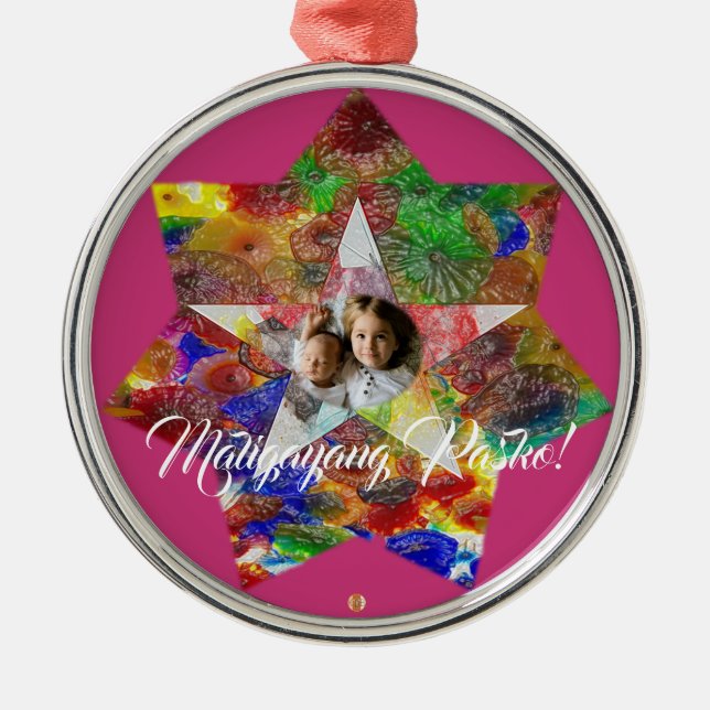 Filipino Colourful Star Lantern Style, Girly Metal Tree Decoration (Front)
