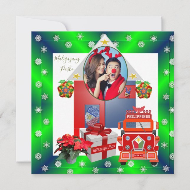 Filipino Couple, Philippines Family Christmas Card (Front)