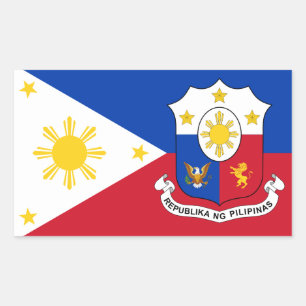 Filipino Flag & Coat of Arms, Flag of Philippines Rectangular Sticker