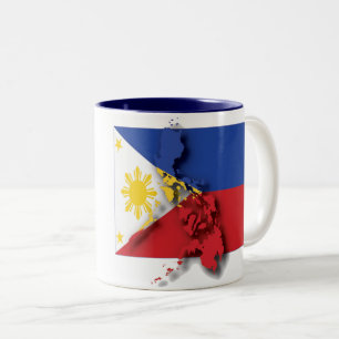 FILIPINO FLAG MAP Philippines Scripture Customised Two-Tone Coffee Mug