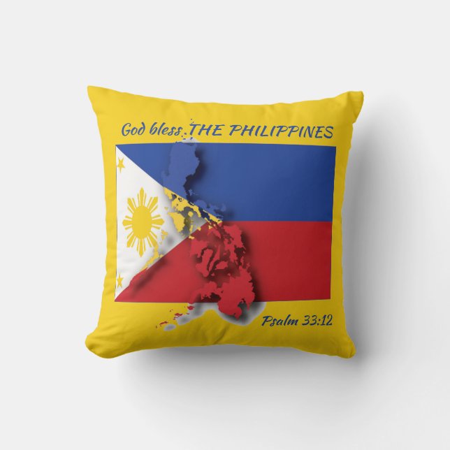 FILIPINO FLAG Philippines Scripture Custom YELLOW Cushion (Front)