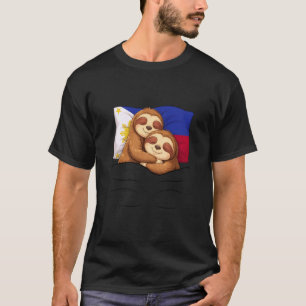 Filipino Flag Sloth Pajama Sleepover Sleeping Phil T-Shirt
