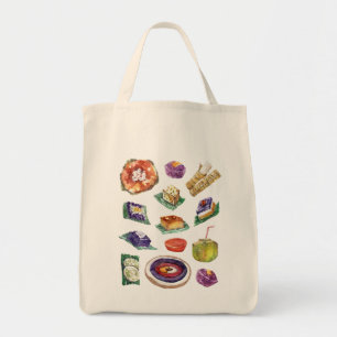 Filipino Food Delicacies in Watercolor Pinoy Tote Bag