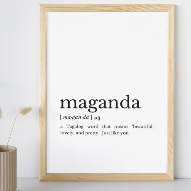 Filipino Gift Maganda Philippines Wall Art (#FilipinoWallArt
#TagalogWords
#MinimalistHomeDecor
#WordDefinitionArt
#GiftForHer
#FilipinaPride
)