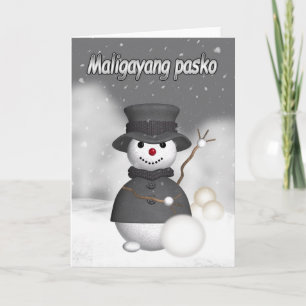 Filipino holiday card with modern stylish snoman