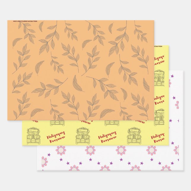 Filipino inspired Gift Wrapping Paper Set of 3 (Set)