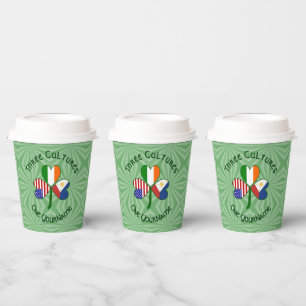 Filipino Irish USA Flags Shamrock Personalise Text Paper Cups
