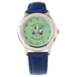 Filipino Irish USA Flags Shamrock Personalised  Watch