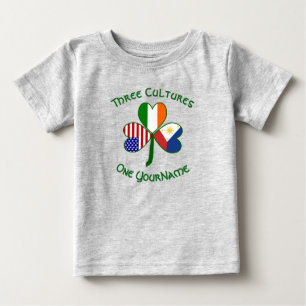 Filipino Irish USA Shamrock Flag Personalised  Baby T-Shirt