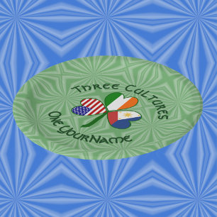 Filipino Irish USA Shamrock Flag Personalised  Paper Plate
