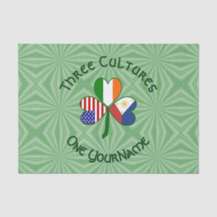 Filipino Irish USA Shamrock Flag Personalised  Tissue Paper