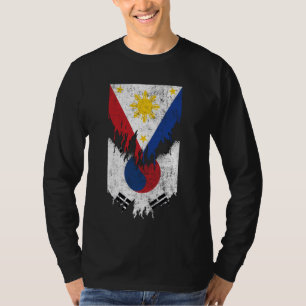 Filipino Korean Flags Ripped Torn Philippines Sout T-Shirt
