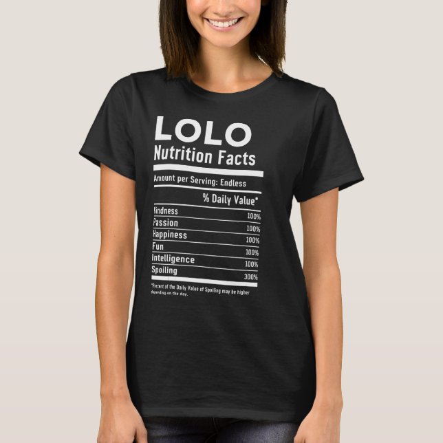 Filipino Lolo Grandfather Nutrition Label Best Lol T-Shirt (Front)