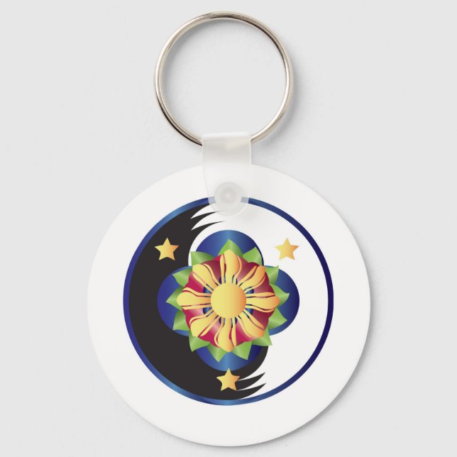 Filipino Lotus Flower Mandala Key Ring (Front)