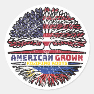 Filipino Philippines US American USA United States Classic Round Sticker