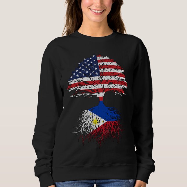 Filipino Roots American Grown Philippines Flag Gif Sweatshirt (Front)