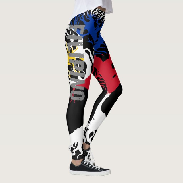 FILIPINO ROOTS Grey Lettering Leggings (Right)