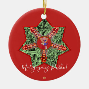 Filipino Star Parol, Beach, Star Fish, Green Ceramic Tree Decoration