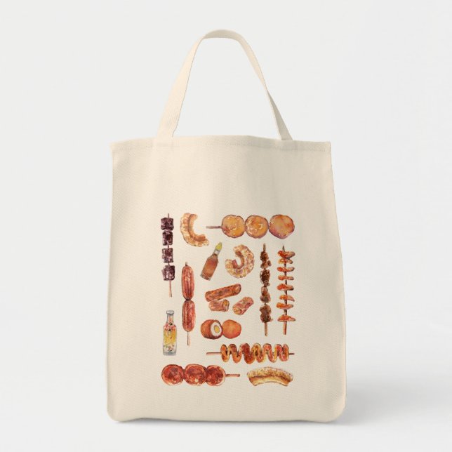 Filipino Street Food in Watercolor Pinoy Tote Bag (Front)