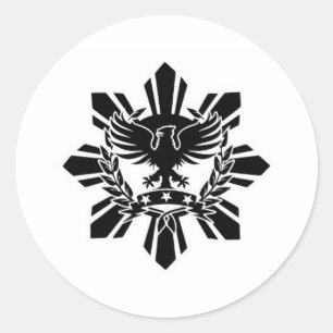 Filipino sun and eagle crest classic round sticker