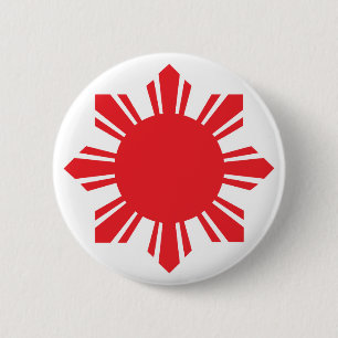 Filipino Sun - Red 6 Cm Round Badge