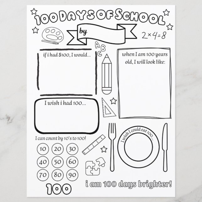 Fill in Blank 100 days of school (Front)
