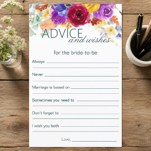 Fill In Bridal Shower Advice and Wishes Game