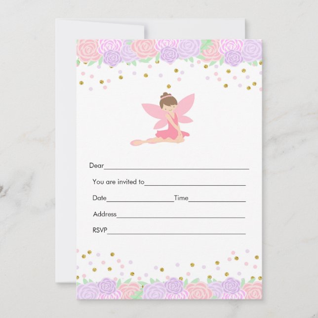 Fill in invitation fairy pink gold (Front)