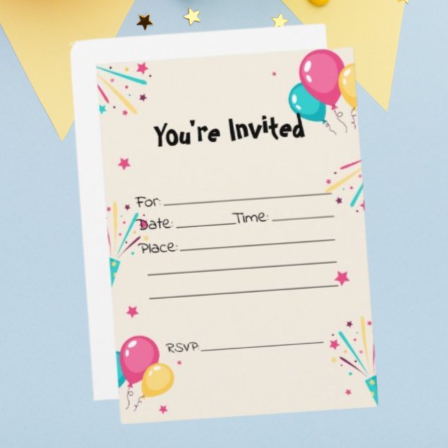 Fill in the Blank Birthday Balloons Invitation (Creator Uploaded)