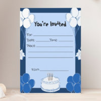 Fill in the Blank Birthday Blue Invitation