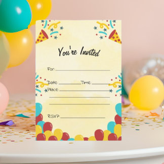 Fill in The Blank Birthday Invitation