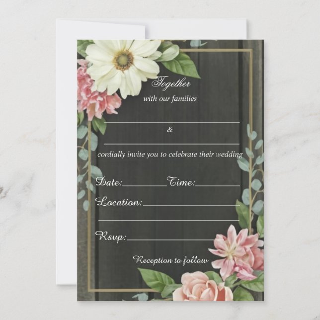 Fill In The Blank Floral Rustic Wedding Invitation (Front)