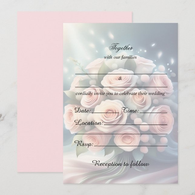 Fill In The Blank Floral Wedding Invitation (Front/Back)