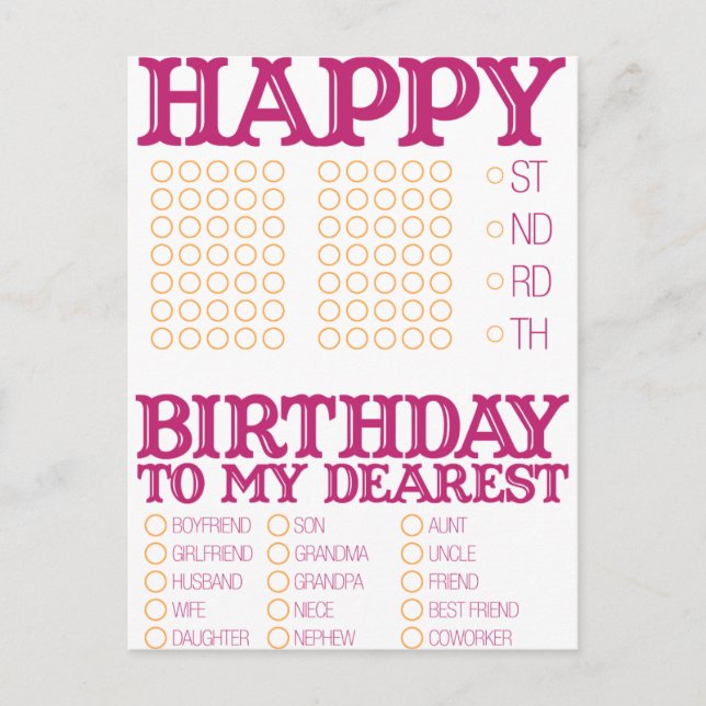 Fill in the blank Happy Birthday! Postcard (Front)